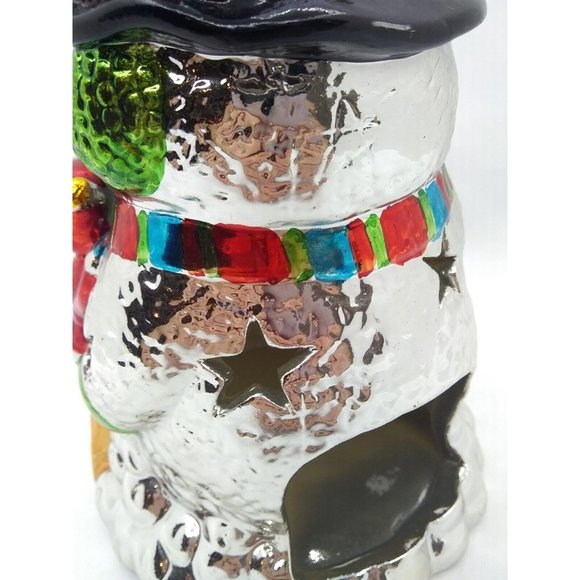 Vintage unique metallic radko pacconi style snowman children votive candle - Picture 11 of 12